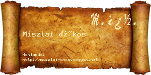 Miszlai Ákos névjegykártya